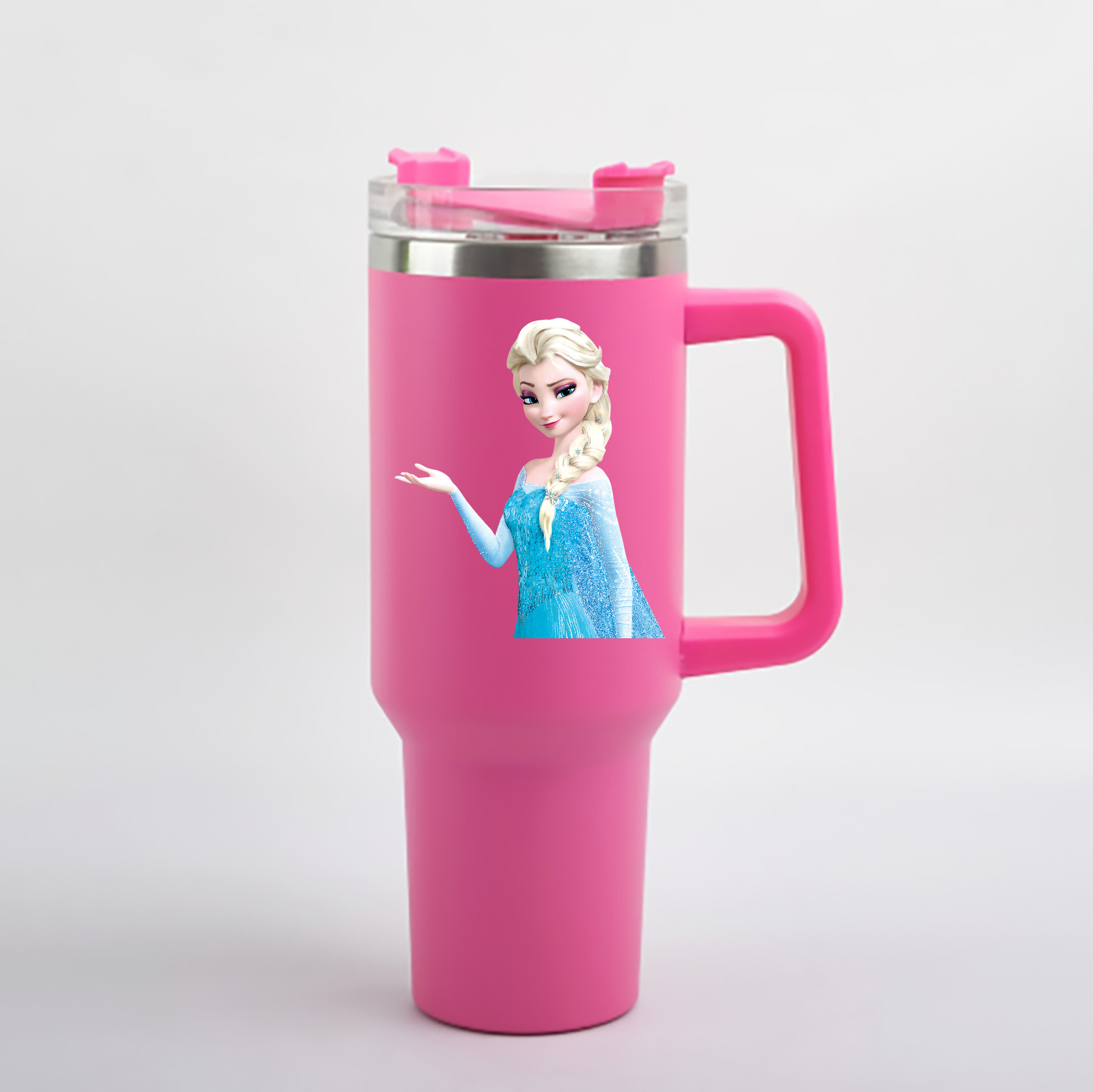 （画像用） アナと雪の女王 アンナ エルサ Frozen Anna Elsa 1200mL車用タンブラー - クリスタルステッカー（プラスチックストロー付き）